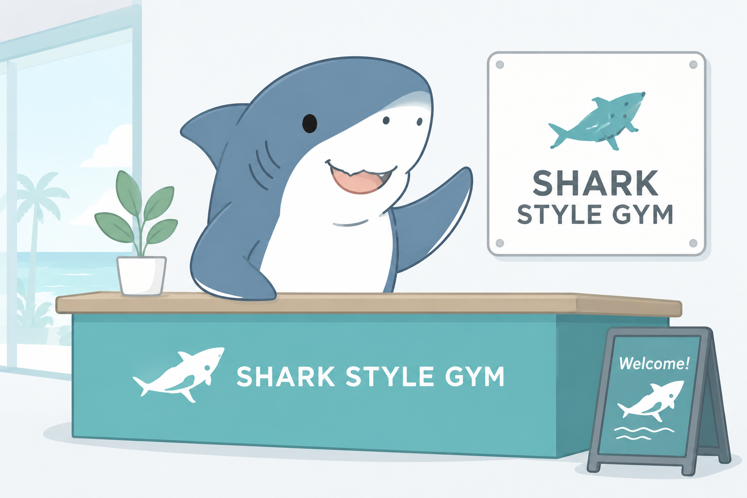 Shark Style Gym本八幡へ来店し受付をするイメージ